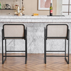 English Elm Set Of 2 Modern Upholstered Counter-Height Bar Stools With Armrests - Stylish & Comfortable Dining Chairs W1901P225273-GIGA