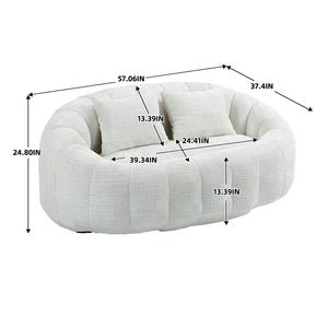 English Elm Bean Bean Bag Sofa High-Density Memory Foam Two-Seater Lounger High Back Chenille Cozy Support Beige W395P181433