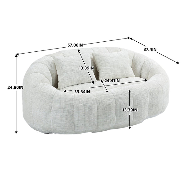 English Elm Bean Bean Bag Sofa High-Density Memory Foam Two-Seater Lounger High Back Chenille Cozy Support Beige W395P181433