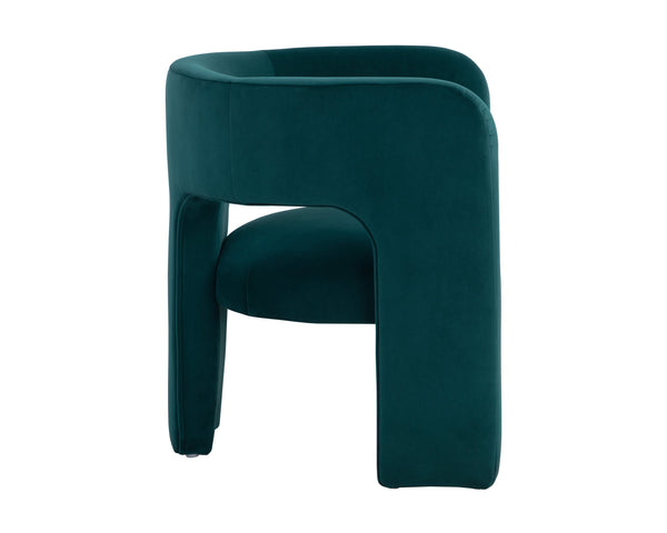 Sunpan Isidore Lounge Chair - Contemporary Comfort with Curved Backrest and Chic Boucle Fabric Design Meg Teal