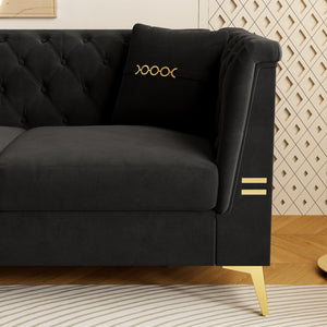 English Elm Fx-P83-Bk4 Modern Compact Sofa With Plush Faux Sherpa & Gold Accents – Perfect For Stylish Spaces! W576S00224