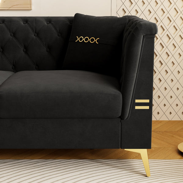 English Elm Fx-P83-Bk4 Modern Compact Sofa With Plush Faux Sherpa & Gold Accents – Perfect For Stylish Spaces! W576S00224