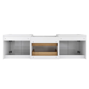 English Elm 72" Float Mount Double Sink Bathroom Vanity Glossy White Plywood Soft Close W999S00536