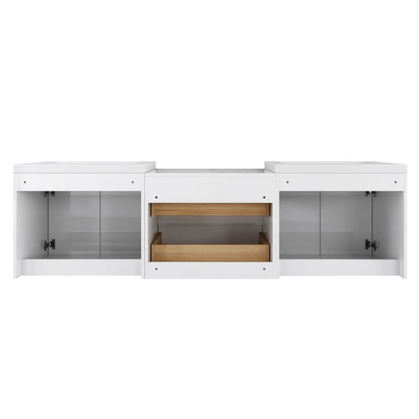 English Elm 72" Float Mount Double Sink Bathroom Vanity Glossy White Plywood Soft Close W999S00536