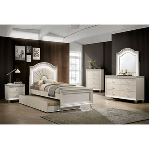 English Elm 2 Drawers Nightstand With Acrylic Legs - Modern Pearl White Design For Stylish Bedroom Storage B016P252233