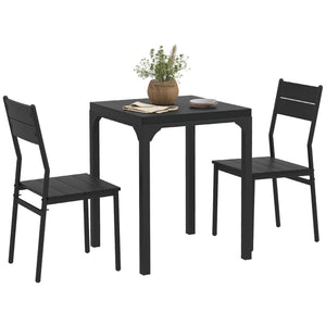 English Elm Homcom 3 Piece Dining Table Set For 2, Modern Black Space-Saving Kitchen Set For Small Homes W2225P217144