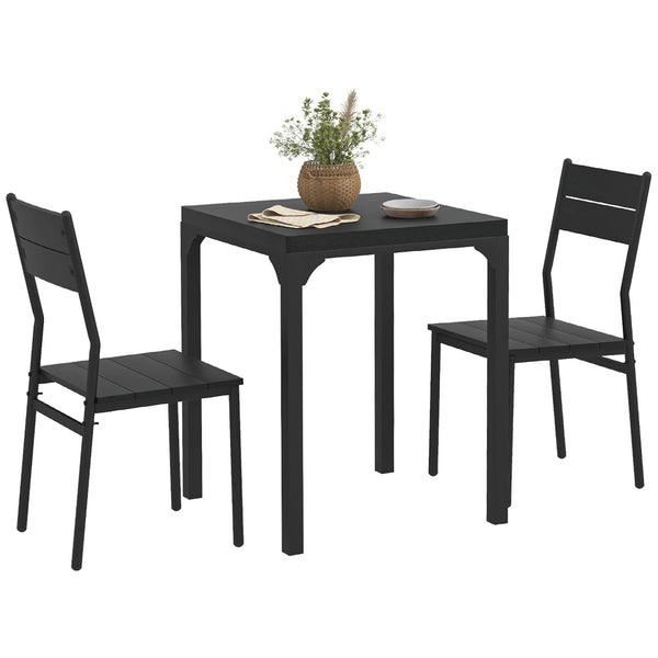 English Elm Homcom 3 Piece Dining Table Set For 2, Modern Black Space-Saving Kitchen Set For Small Homes W2225P217144
