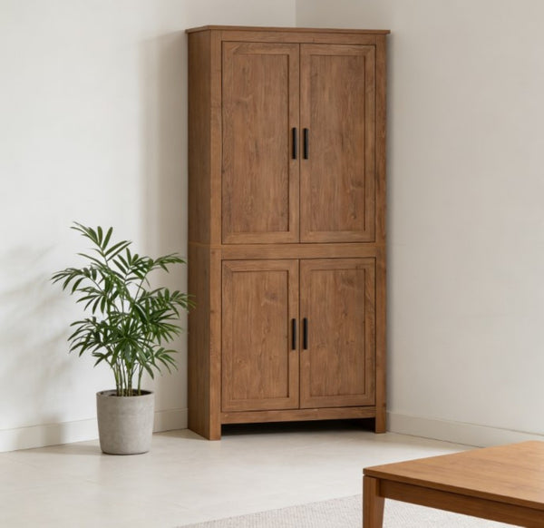English Elm Spacious Antique White Pantry Cabinet Five Tier Shelving Traditional Kitchen Storage T3971P428732
