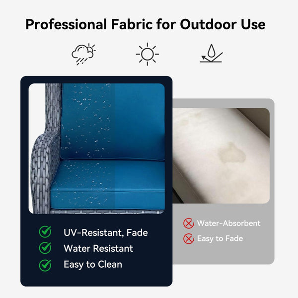 English Elm Wicker Patio Furniture Set - Stylish 3-Piece Outdoor Rattan Conversation Set With Swivel Chairs & Table W213S00049-GIGA