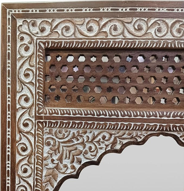 English Elm Christopher Knight Home® - Wood Carved Mirror White Washed — Handcrafted Spalted Hardwood Frame, Durable Rustic Chic Accent 71341.00