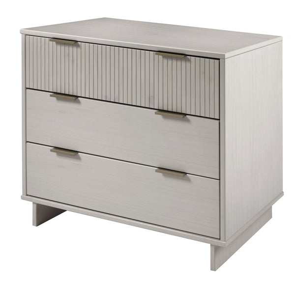 English Elm Granville 38" Dresser In Light Gray - Chic 3-Drawer Storage With Glam Gold Handles & Ribbed Design B365S00079