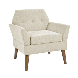 English Elm Modern Hand-tufted Lounge Chair Solid Wood Legs Mid-century Accent Seat for Living Room B035P482916
