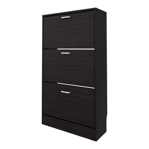 English Elm PIECES Slim Vertical Shoe Rack with 3 Flip-Down Compartments, Scratch-Resistant Melamine, Modern Organizer Wenge 50 L x 24 W x 6 H B128P387074