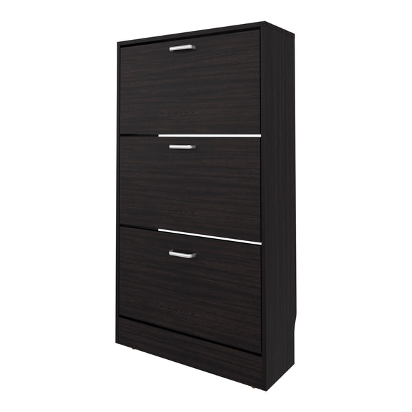 English Elm PIECES Slim Vertical Shoe Rack with 3 Flip-Down Compartments, Scratch-Resistant Melamine, Modern Organizer Wenge 50 L x 24 W x 6 H B128P387074