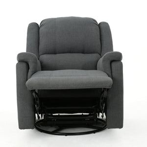 English Elm Christopher Knight Home® - Charcoal Glider Recliner Swivel Chair - Compact Manual Reclining Fabric Seat, Plush Ergonomic Comfort 61368.00CCL