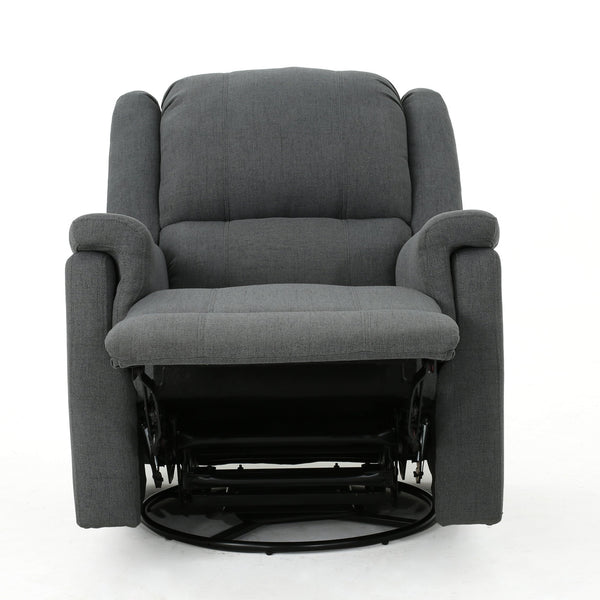 English Elm Christopher Knight Home® - Charcoal Glider Recliner Swivel Chair - Compact Manual Reclining Fabric Seat, Plush Ergonomic Comfort 61368.00CCL