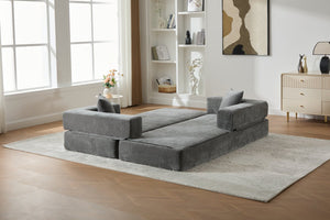 English Elm UNITED Folding Sofa Bed with Removable Cover Zipper, Chenille Memory Foam Sleeper for Small Spaces Gray W1568P293808