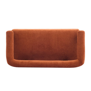 English Elm Christopher Knight Home® - Round boucle armrest loveseat with curved ergonomic design, compact cozy two-seater for small spaces and lofts Brown,Dark Orange N771P370615C