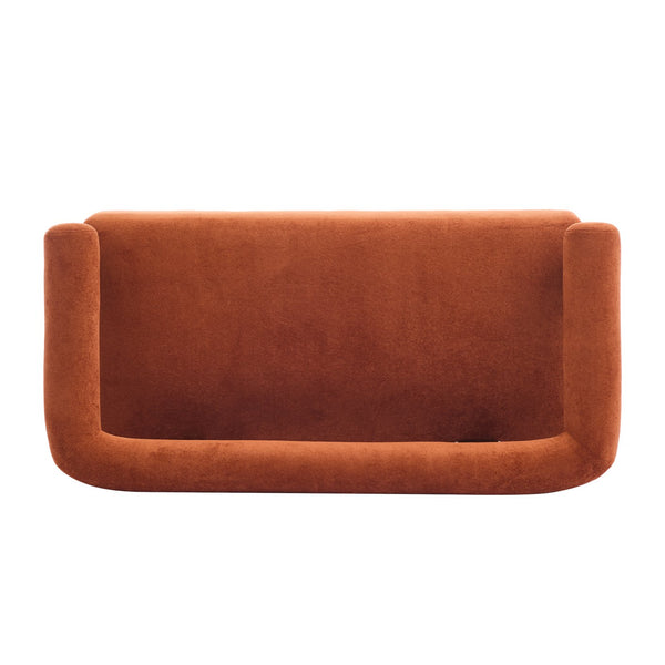 English Elm Christopher Knight Home® - Round boucle armrest loveseat with curved ergonomic design, compact cozy two-seater for small spaces and lofts Brown,Dark Orange N771P370615C