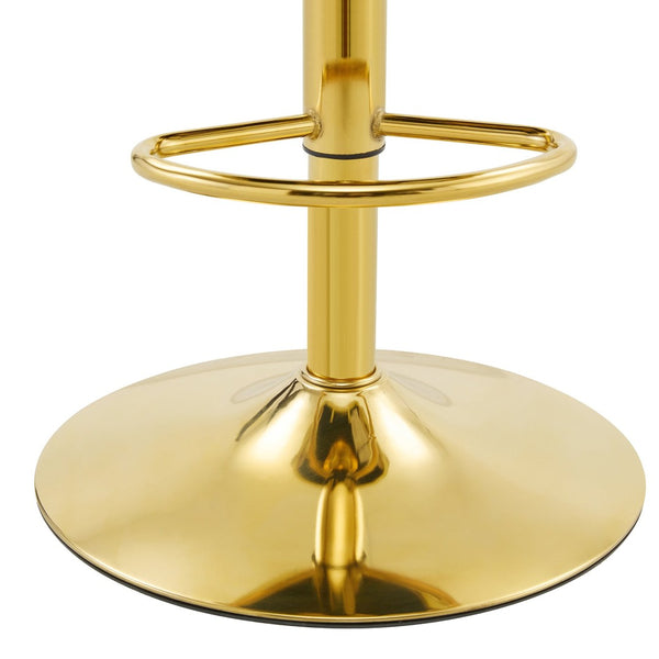 English Elm Set of 2 Velvet Barstools Sculptural Bubble Back Gold Legs Adjustable Kitchen Seating W3875P370839