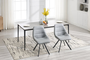English Elm Dining Thickened Fabric Chair Set of 2 with Metal Legs — Cozy Modern Bar-Style Seating for Kitchen and Dining Spaces Grey W1249P243510