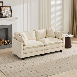 English Elm Cloud Modular Sofa Two Seat Chenille Upholstered Couch for Living Room Lounge Beige W1143P310491