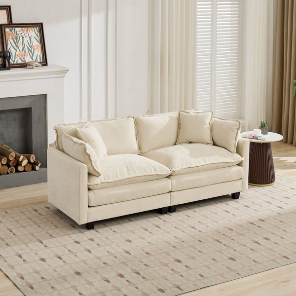English Elm Cloud Modular Sofa Two Seat Chenille Upholstered Couch for Living Room Lounge Beige W1143P310491