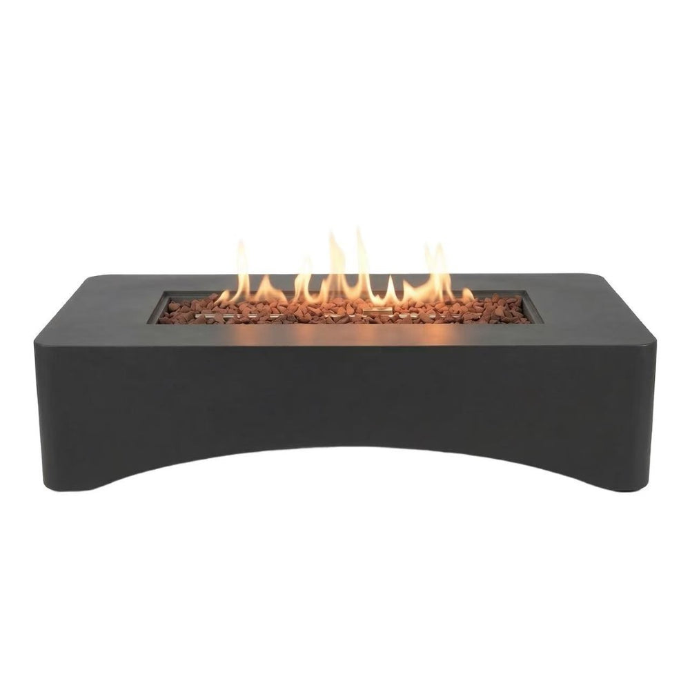 English Elm 56" Rectangular Concrete Propane Fire Table 50000 Btu Patio Entertainer with Cover Light Grey W5727P464540