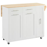 English Elm K&K Kitchen Island With Drop Leaf, Kitchen Storage Cart With 3 Tier Pull Out Cabinet Organizer, Internal Storage Rack, Rolling Kitchen Cart On Wheels With Towel Rack, 2 Drawers, For Kitchen, White