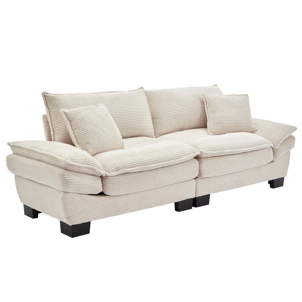 English Elm Corduroy Stylish Sleeper Sofa Loveseat with Dual-Layer Cushions & Two Support Pillows, Sturdy Frame Beige W676P184129