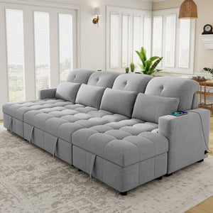 English Elm 101.2" Modular Chenille Sectional Sofa with Tufted Cushions and Deep Seating for Living Room N719S001750E