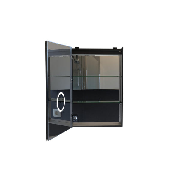 English Elm Bathroom Matte Black Aluminum Medicine Cabinet with Led Lighting and Defogging Mirror T3785P491989