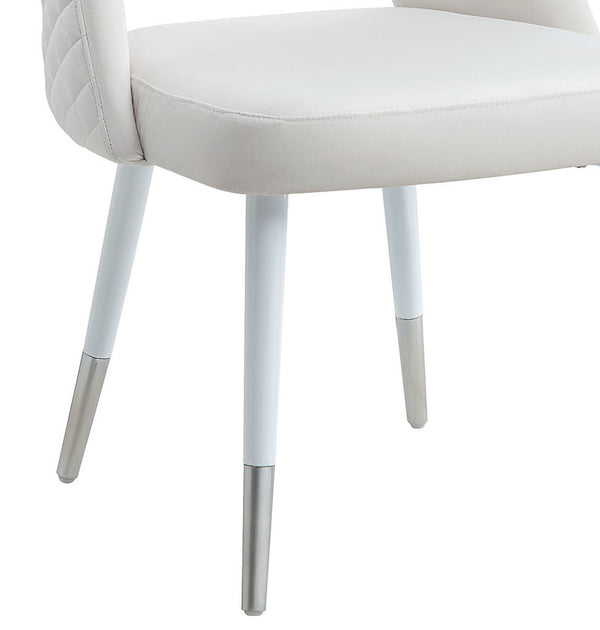 English Elm Zemirah White Velvet Side Chairs Set of 2 — 4" Cushions, Hollow Back, Gloss Finish, Durable Frame B2726P262963
