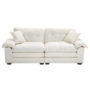 English Elm 84" Chenille Sofa Loveseat with Memory Foam & Pocket Springs, Plush Dual-Layer Comfort, Sturdy Frame Beige W676S00011