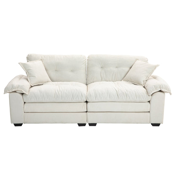 English Elm 84" Chenille Sofa Loveseat with Memory Foam & Pocket Springs, Plush Dual-Layer Comfort, Sturdy Frame Beige W676S00011