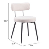 Blanca Dining Chair - Set of 2 Ivory 109738 Zuo Modern