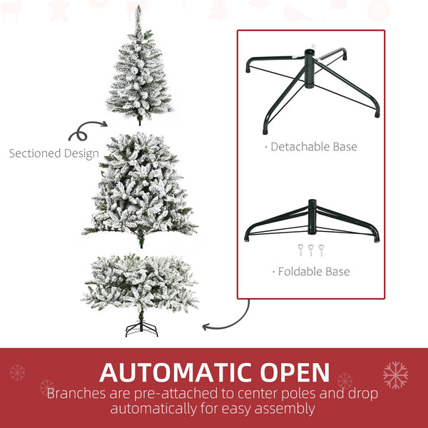 English Elm Homcom 7.5' Snow Flocked Artificial Christmas Tree - Easy Setup, Realistic Branches, Fire-Safe Design W2225P229662