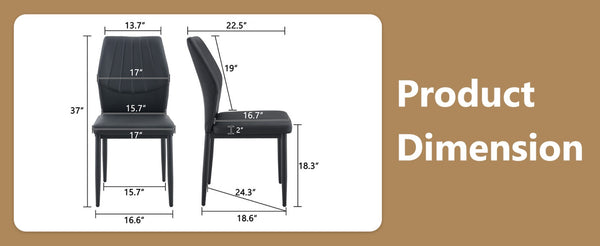 English Elm Set of 3 Ergonomic Pu Leather Dining Chairs with Metal Frame and Foam Cushion W1151P442911