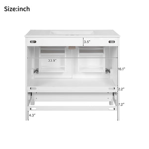 English Elm 72" White Bathroom Vanity Set with Dual Ceramic Sinks, Soft-Close Doors, Divided Drawers & Ample Storage, Solid Wood Frame, Easy Plumbing Access N729P000006K