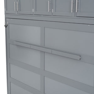 English Elm Full Size Murphy Wall Bed with Top Cabinet Storage for Studio or Guest Room LP006664AAE-1