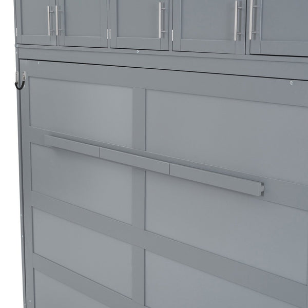 English Elm Full Size Murphy Wall Bed with Top Cabinet Storage for Studio or Guest Room LP006664AAE-1