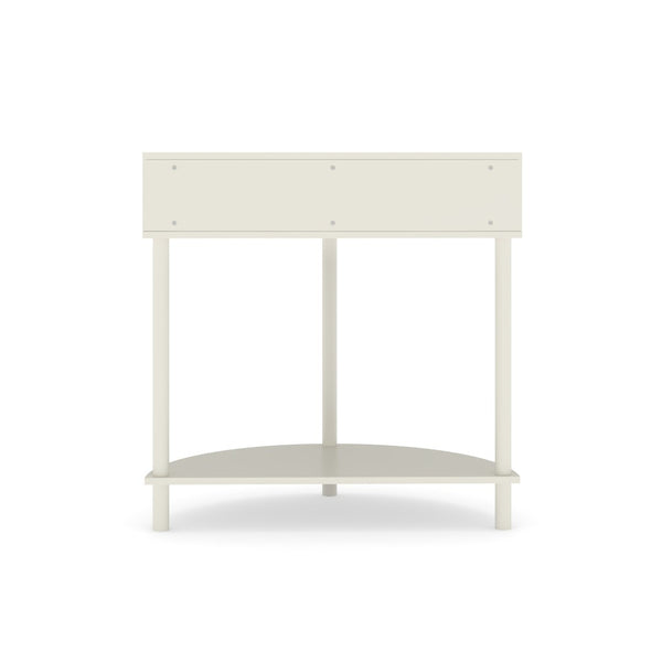 English Elm Artisan-crafted Demi-lune Console Sculptural Wave Drawers Vanilla Lacquer Hallway Accent Cream White W2557P329370