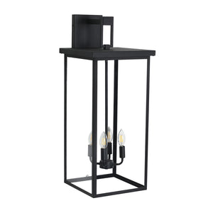 English Elm 30"(H) Elegant 4-Light Black Outdoor Wall Lantern Sconce Frosted Glass Weatherproof Porch Light W2312P374781