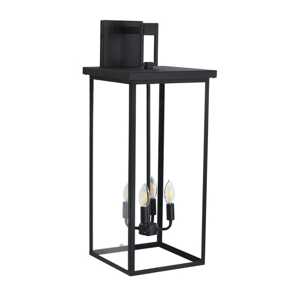 English Elm 30"(H) Elegant 4-Light Black Outdoor Wall Lantern Sconce Frosted Glass Weatherproof Porch Light W2312P374781