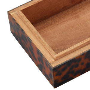 Faux Tortoise Decorative Box Set of 2 – Timeless Brown & Black Accent Storage for Any Home Style