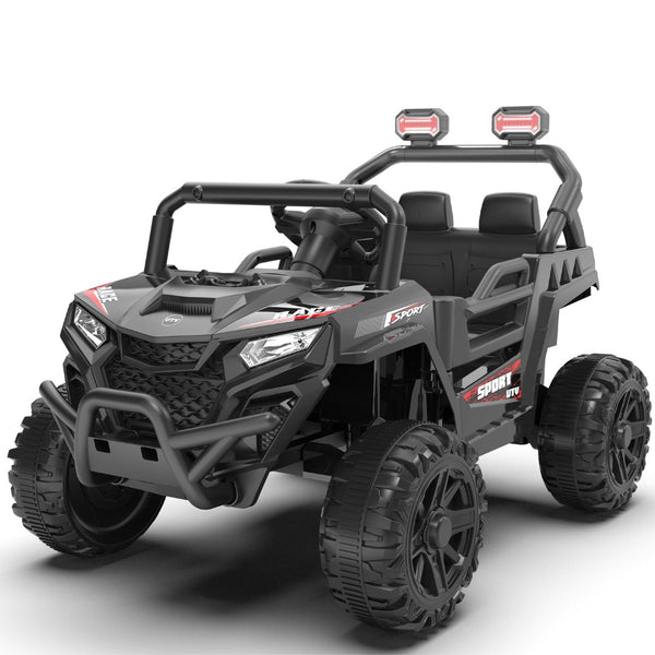 English Elm 12v Kids Electric Utv with 4-wheel Suspension Anti-collision Bar and 2-hour Battery Black W1578P343329