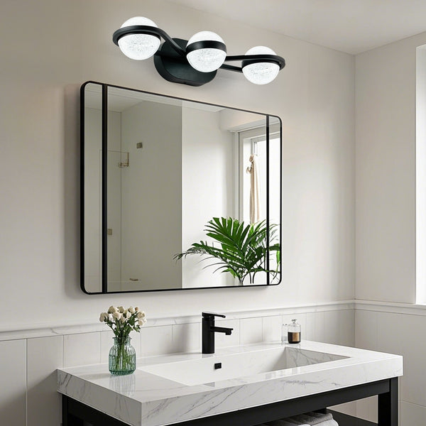 English Elm Bathroom Vanity Light - Modern 3-Bulb Led Fixture With Crystal-Sand Acrylic Shades For Elegant Spaces W2312P374862