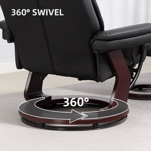 English Elm Swivel Recliner and Ottoman Set Pu Leather Pocket Spring Lounge Chair for Living Room T3971P405860