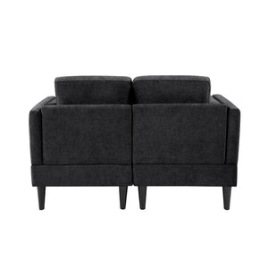 English Elm Swivel Barrel Accent Chair Chenille Tufted Round Club Seat for Living Room Lounge Black N719S002310B