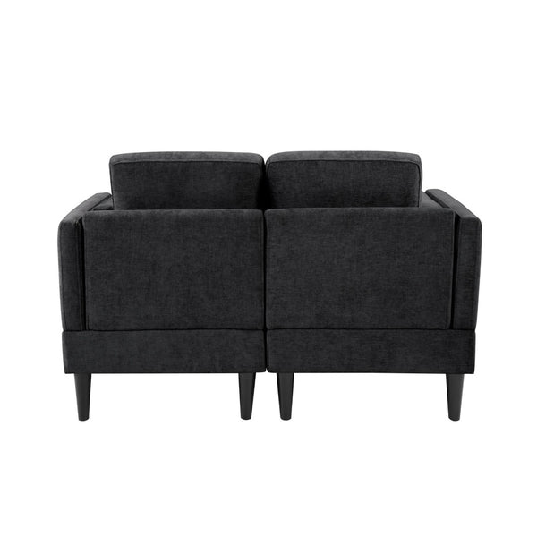 English Elm Swivel Barrel Accent Chair Chenille Tufted Round Club Seat for Living Room Lounge Black N719S002310B